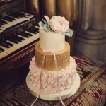 Ruffles and Gold Wedding Cake