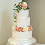 piped floral lace wedding cake