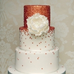 rose gold sequins wedding cake