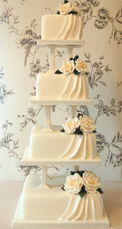 ivory and drapes wed cake