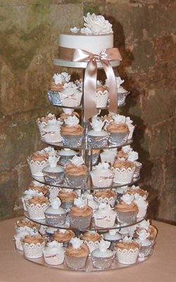 mocha roses cupcake tower