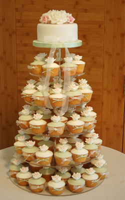 roses wedding cupcake tower